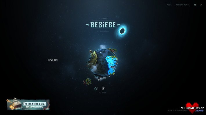 Hlavní nabídka hry je pojata netradičně - Vlastní screenshot z hraní hry Besiege Obrázek ke hře Besiege